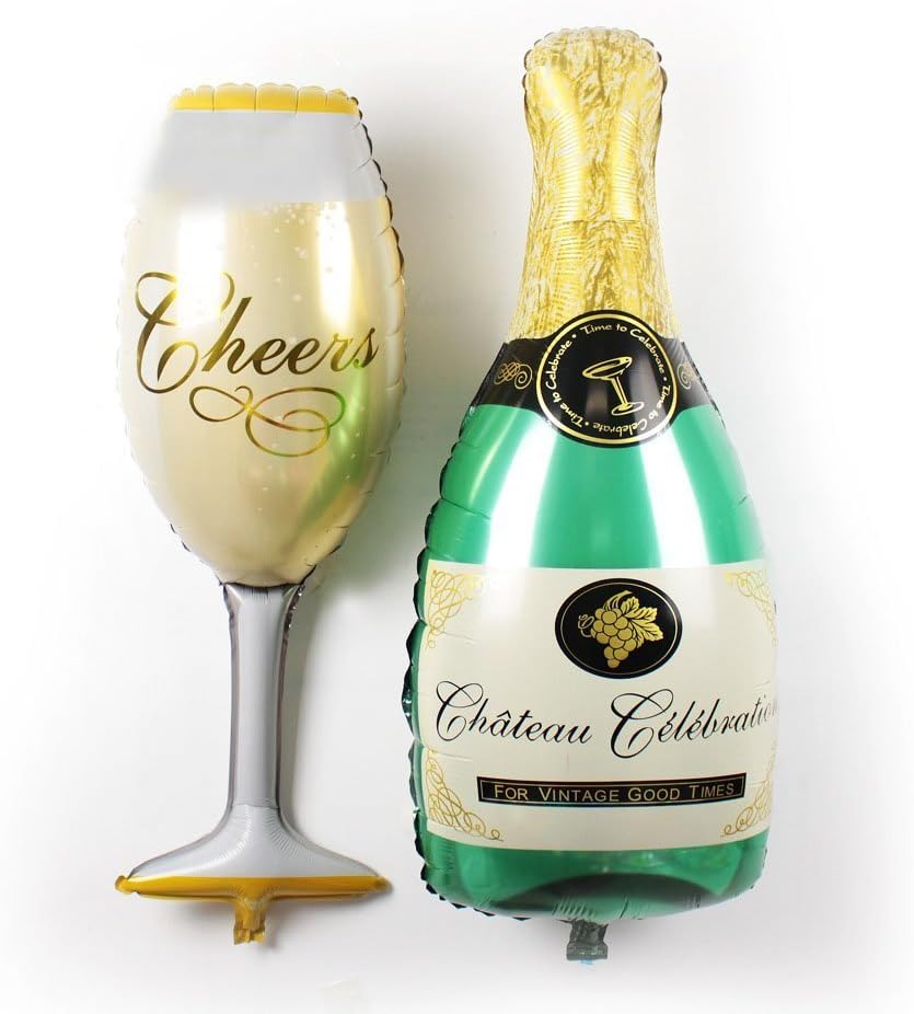 Creative Wholesaler Champagne Bottle and Goblet Hydrogen Balloons For Party Decoration Aluminum film