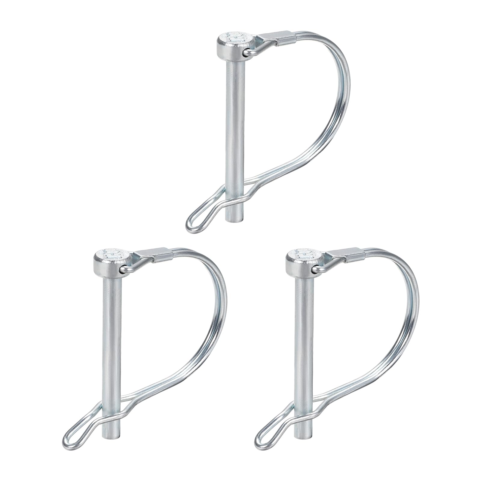 DTGN 6mm x 55mm (DxL) Shaft Locking Pin - 3Pack - Good for Farm Trailers Lawn - Carbon Steel Round Trailer Coupler Pin W/Ear - Silver Tone