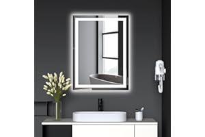 36X24 Inch LED Bathroom Mirror, Backlit + Front Lighted Bathroom Mirror with Lights, 3 Colors, Shatter-Proof, Anti-Fog and Br