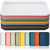 Gerrii 18 Pcs Plastic Fast Food Trays Bulk Restaurant Serving Cafeteria Tray Grill School Lunch Tray Rectangular Serving Platter for Kitchen Hotel Restaurant (9 Colors,12 x 9 Inch)