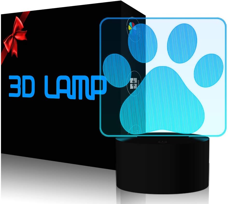 YiKAiLi 3D Illusion Lamp Footprints LED Night Light 7 Colors Changing Touch Switch with USB Cable Flashing Mode Desk Lamp Bedroom Decoration Lighting for Kids Christmas Birthday Gift