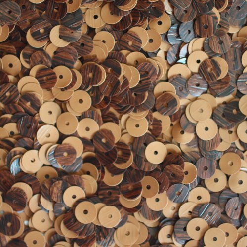 6mm Flat Round SEQUIN PAILLETTES ~ WOOD GRAIN * WALNUT * Premium ~ Loose sequins for embroidery, bridal, applique, arts, crafts, and embellishment. Made in USA.