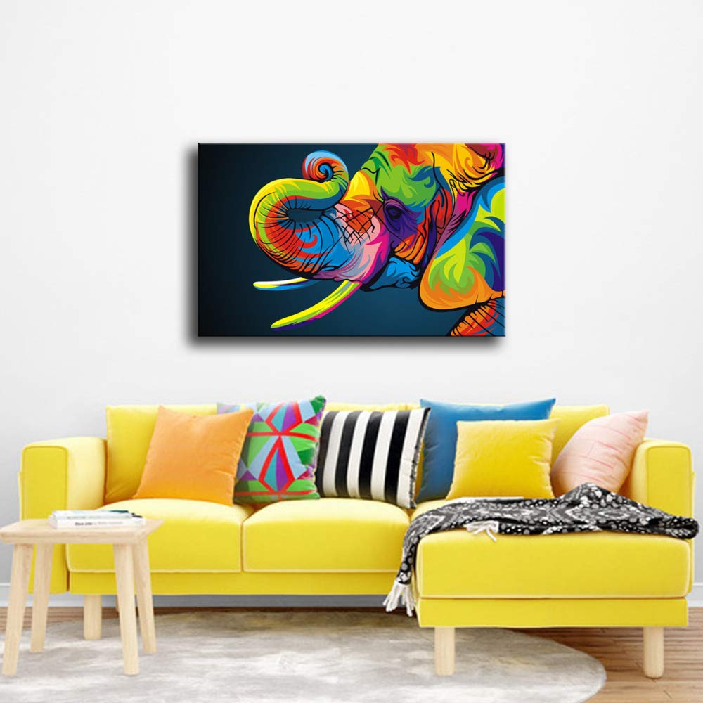 WSNDGWS Pintura de Pared Moderna Arte Colorido Elefante Africano ...