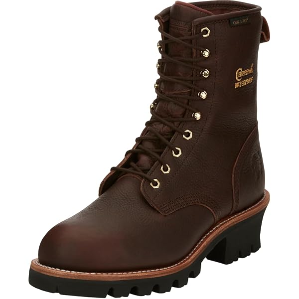 Chippewa Men's Paladin 8-Inch Waterproof Steel Toe Logger Work Boots - Black