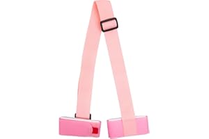 LinkWheres Women's Ski Carrier Strap, Pink Adjustable Shoulder Sling with EVA Padding, Lightweight Hand-Carry Ski Holder