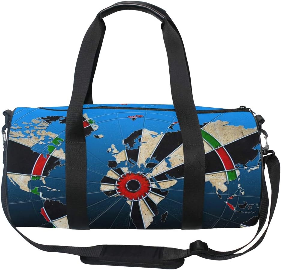 MUOOUM Darts World Map Sports Gym Bag Travel Duffel Bag for Women and Men Luggage Handbag