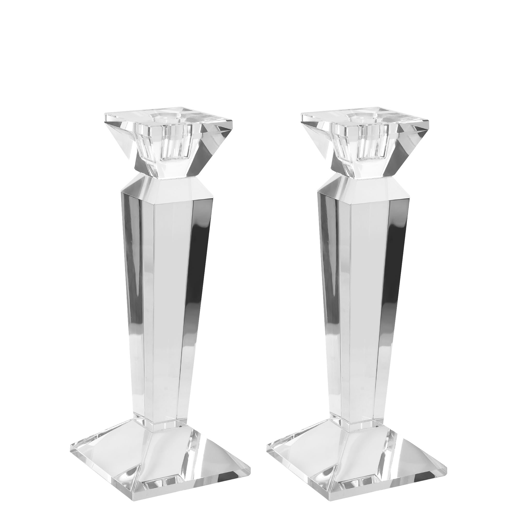 Photo 1 of Kitcom Crystal Candle Stick Holders for Home Decor 2-Pack, Clear Crystal Taper Candles Holder Table Centerpieces for Party and Wedding Decoration(9inch Tall)