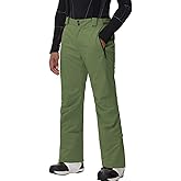 SnowElve Men's Insulated Snow Pants Waterproof Ski Pant for Winter Hiking Bottom Leg Zipper Outdoor Pants Zipper Pockets