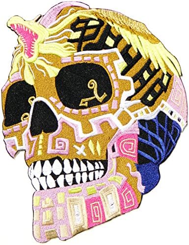 9" Big Large King Cobra Snake Sugar Skull Ghost Day Of The Death Rockabilly Lady Rider Biker Punk Rock Jacket T-shirt Patch Sew Iron on Embroidered Sign Badge Costume (PINK)