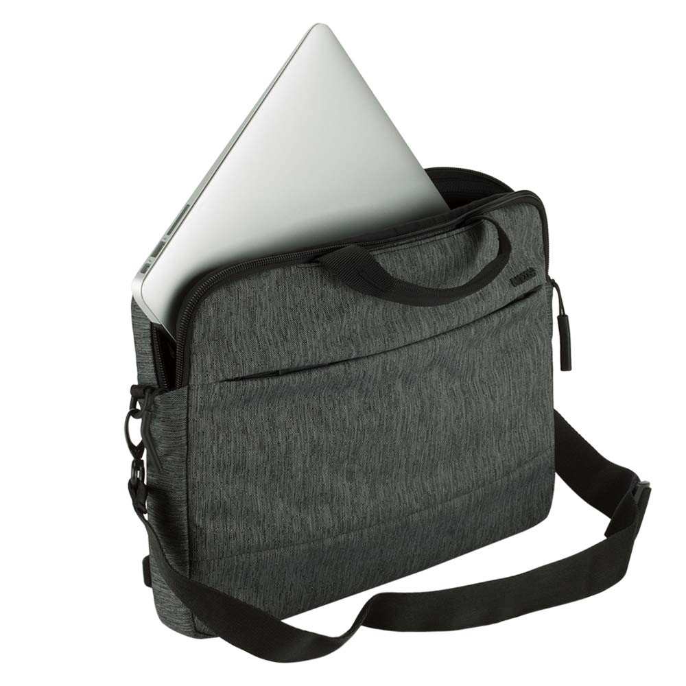 Incase City Brief Messenger Bag for 16 inch Laptops and Tablets - Plush Fleece Lined Laptop Compartment, Quick Access Pocket for Accessories, Adjustable Shoulder Strap - Heather Black/Gunmetal Grey