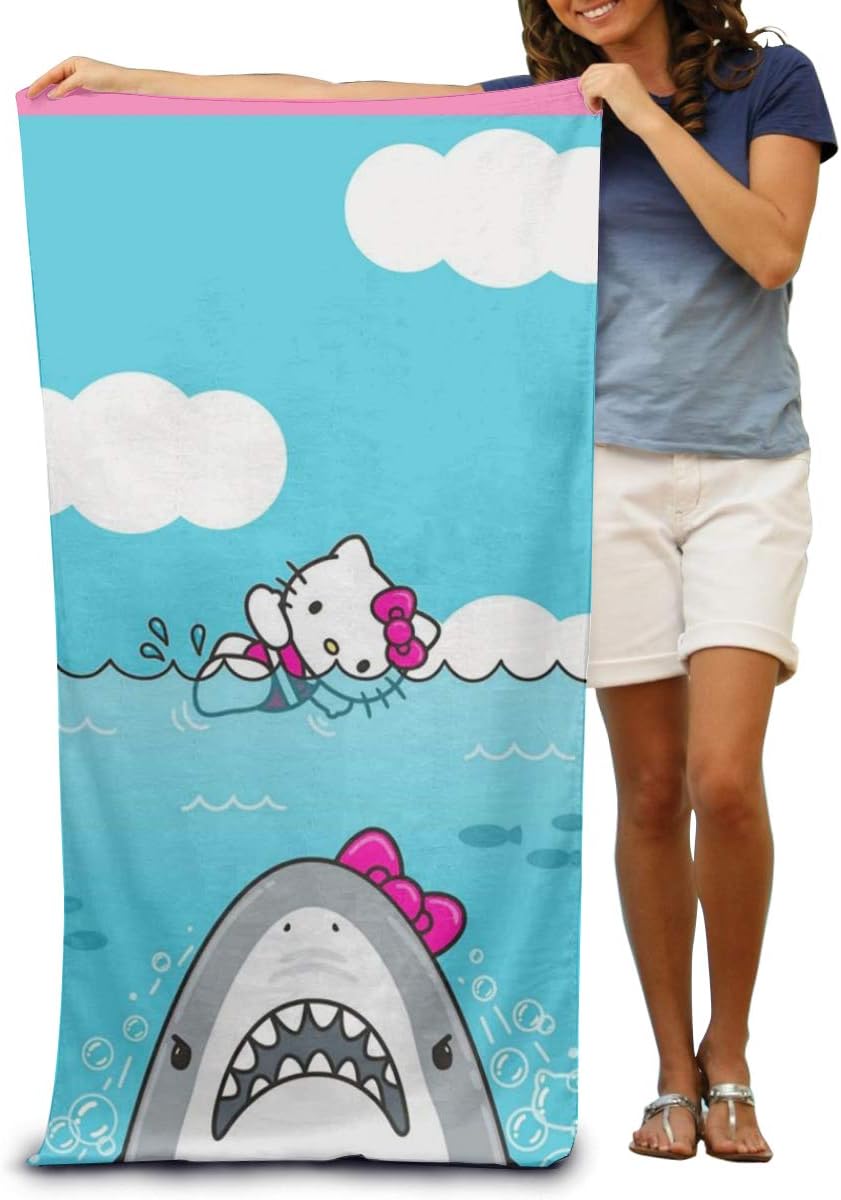 Hello Kitty and Shark 80" X 130" Soft Lightweight Absorbent for Bath Swimming Pool Yoga Pilates Picnic Blanket Towels