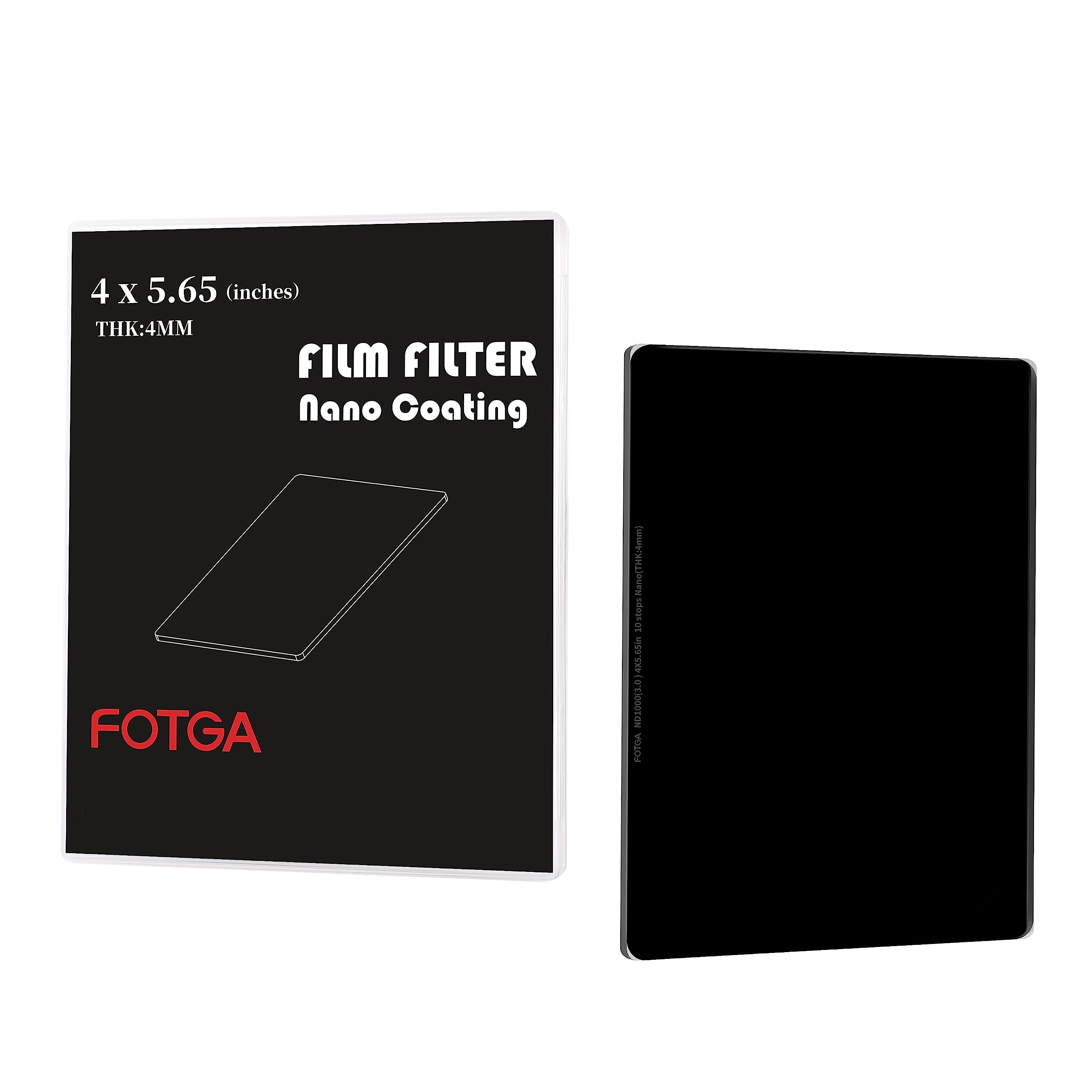 FOTGA Nano 4x5.65" ND1000 Neutral Density Filter, Optical Glass ND3.0 (10 Stops) Multi-Layer Coatings MC Cinema Square Filter for 4x5.65Inch Matte Box Holder — image 1