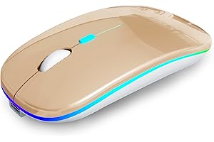 Wireless Bluetooth Mouse, Rechargeable Slim Silent Mouse with BT5.2 & USB 2.4G Dual Mode for Laptop iPad Tablet PC, Gold