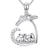 LWXIE Diamond Frog Necklace for Women 925 Sterling Sliver Frog Heart Pendant Necklace with Lab Grown Diamonds Cute Animals Jewelry Gifts for Mom Daughter Girlfriend