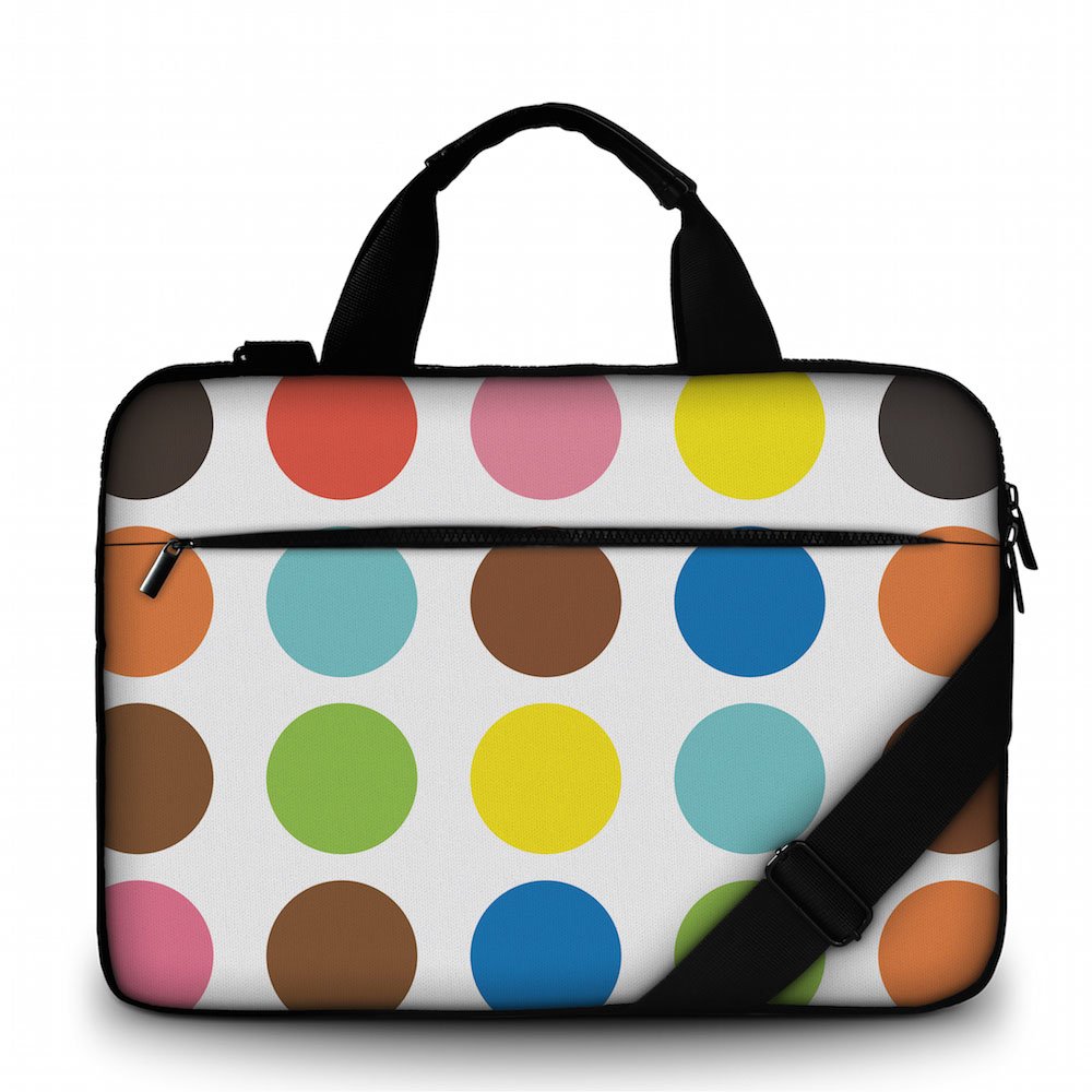 Silent Monsters Laptop bag case 17.3 inch made of Canvas with pocket for accessories, Design: color points — image 1