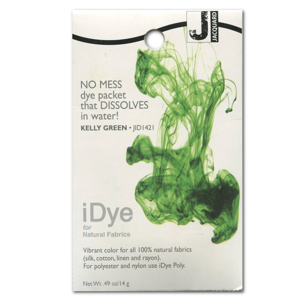 Jacquard iDye Natural Fabric Dye, Kelly Green Textile Colourant for Vibrant Clothes, Simple Garment Application on Cotton Silk Rayon Linen, 14 Gram Packet — image 1