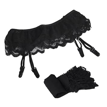 EROSPA® Sexy Straps-Gürtel und Straps-Strümpfe im Set - 4 Farben - S/M (Schwarz)