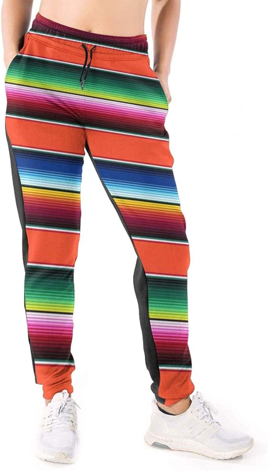 TYUO Womens Baggy Sweatpants Mexican Colorful Stripes Native American