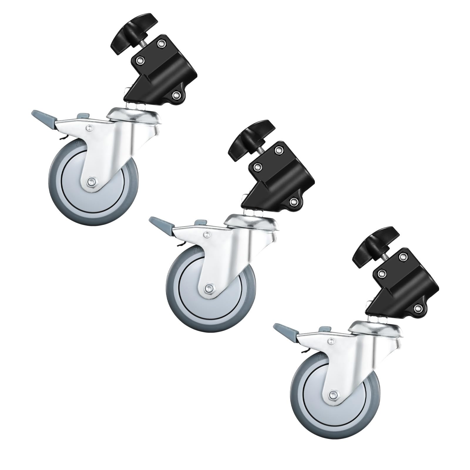 Soonpho 3-Pack Professional Light Stand Wheels Swivel Caster Set with 22mm Diameter,Durable Metal Construction and Rubber Base,Compatible with Photography Light Stand for Studio Video Shooting (Grey)