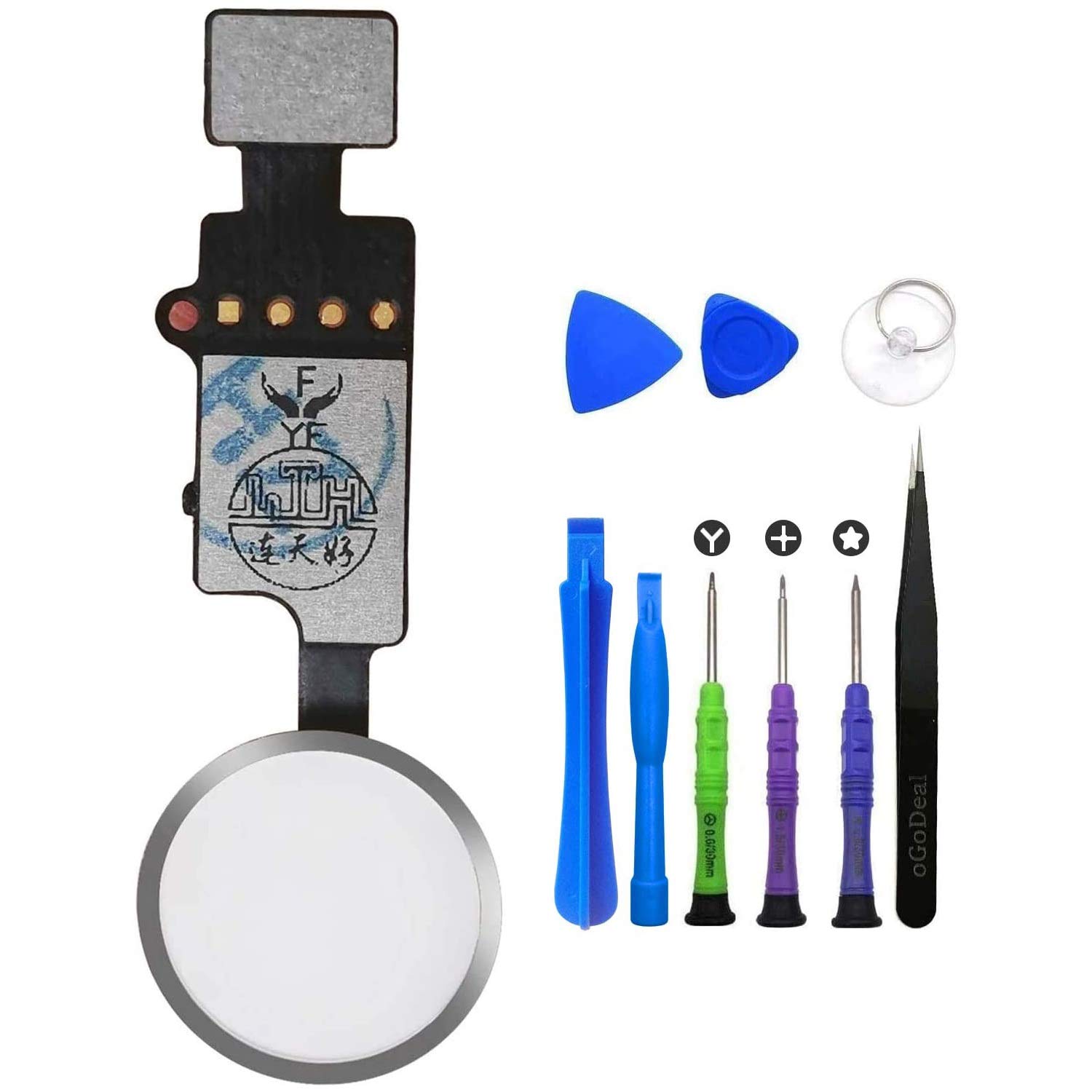 oGoDeal Home Button Replacement for iPhone 7/7 Plus/8/8 Plus with Return Function, Version4.0 Latest Home Button Main Key Flex Cable Assembly Replacement (Silver)