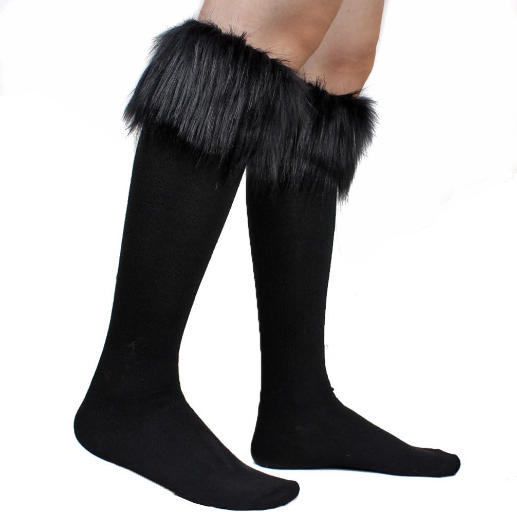 Women's Soft Cozy Fuzzy Faux Fur Socks Leg Warmers Wrists Cuffs Boots Cover