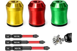 Saipor 3pcs 3 Pieces Strong Magnetic Screw Ring with 3 Pieces Ph2 Screwdriver Bit Set (50/65/70mm) - 1/4 Inch Universal Screw