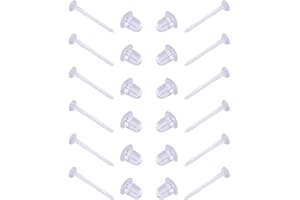 DSOMHZ Clear Earrings for Sports/Work,3mm Plastic Earrings for Sensitive Ears,Invisible Clear Stud 100 Pairs Earring Backs and Blank Pins Stud(100 pieces/50 Pairs)