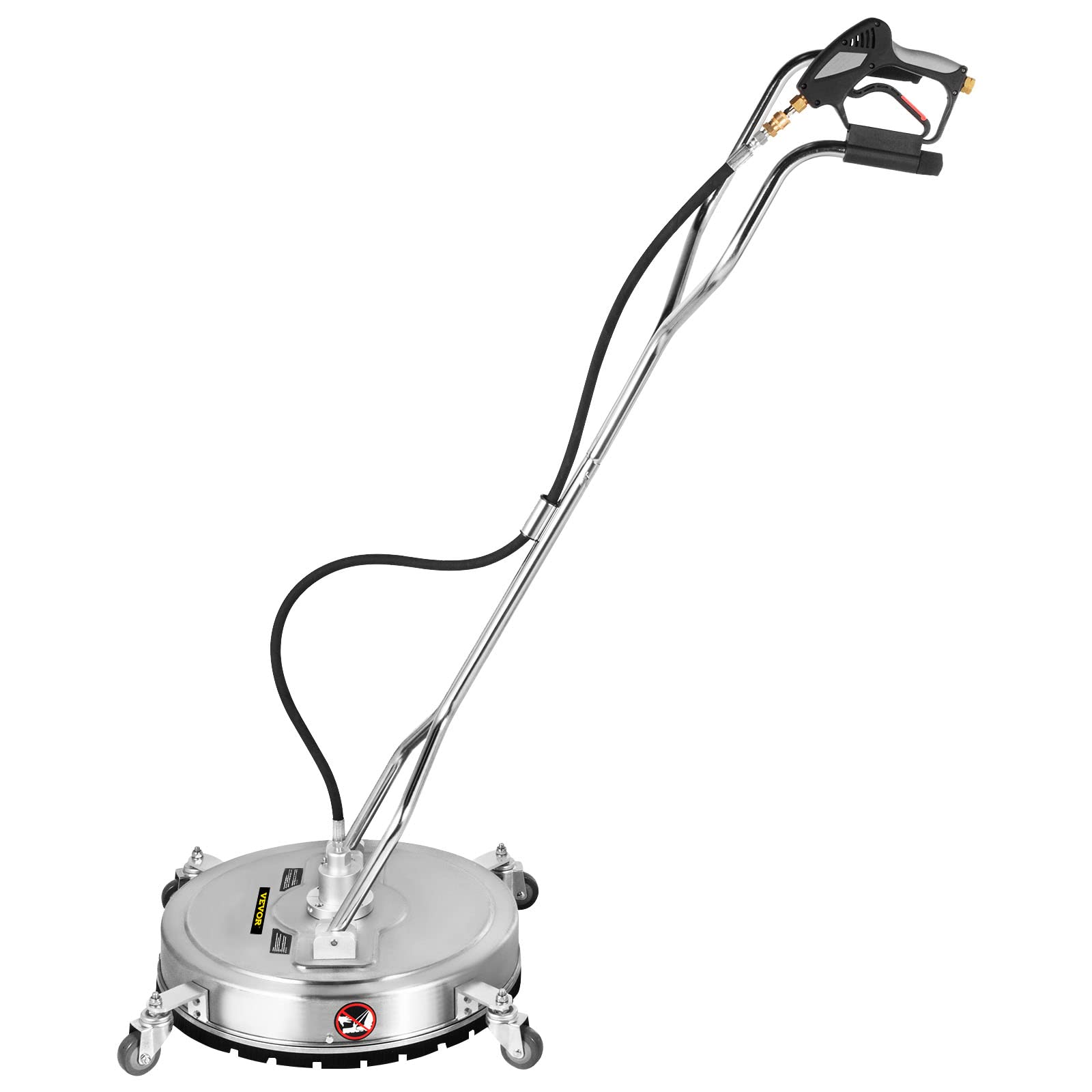 VEVOR Pressure Washer Surface Cleaner, 24'', Max. 4000 PSI Pressure by 2 Nozzles for Cleaning Driveways, Sidewalks, Stainless Steel Frame w/Rotating Dual Handle, Wheels, Fit for 3/8'' Quick Connector