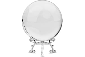 MerryNine 80mm/3.15" Photograph K9 Crystal Ball with Stylish Metallic Stand and Mirror Cloth, Decorative and Photography Accessory (Transparent)