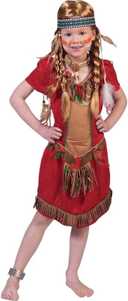 Funny Fashion Red Indian Red Hawk American Indian Costume For Children – Great Wild West Costume For Girls