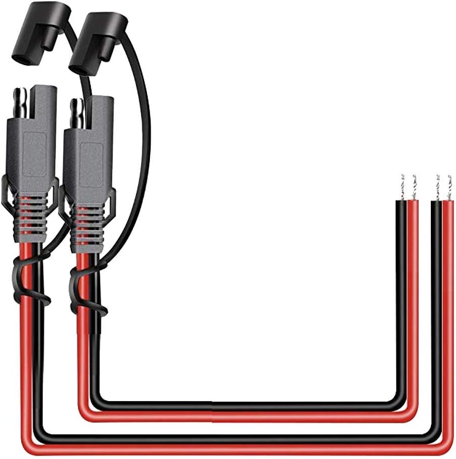 iMESTOU 2PCS 16AWG SAE Power Automotive Extension Cable 2 Pin Quick Disconnect DC Connector Cord Plug 12V 30CM with Waterproof Cap for Motorcycle Car Battery Jump Starter Solar Application