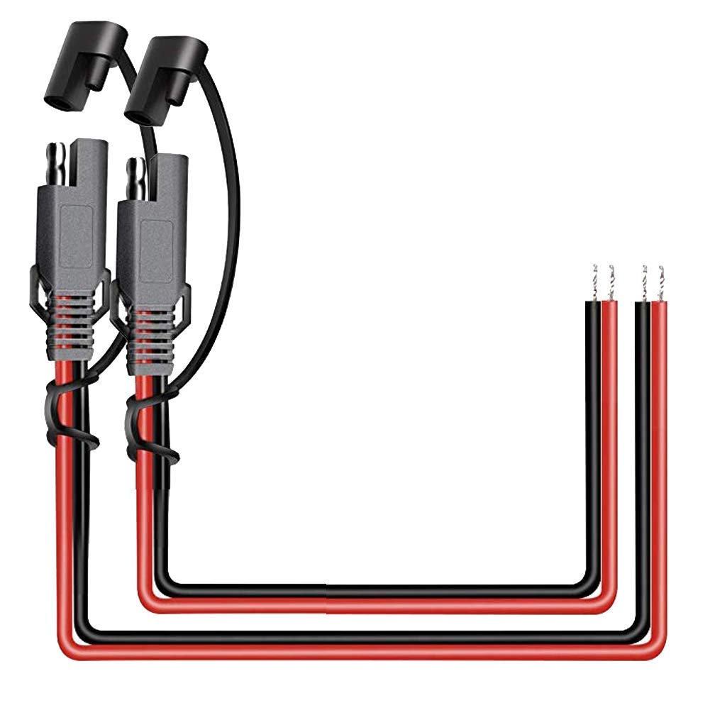 iMESTOU 2PCS 16AWG SAE Power Automotive Extension Cable 2 Pin Quick Disconnect DC Connector Cord Plug 12V 30CM with Waterproof Cap for Motorcycle Car Battery Jump Starter Solar Application