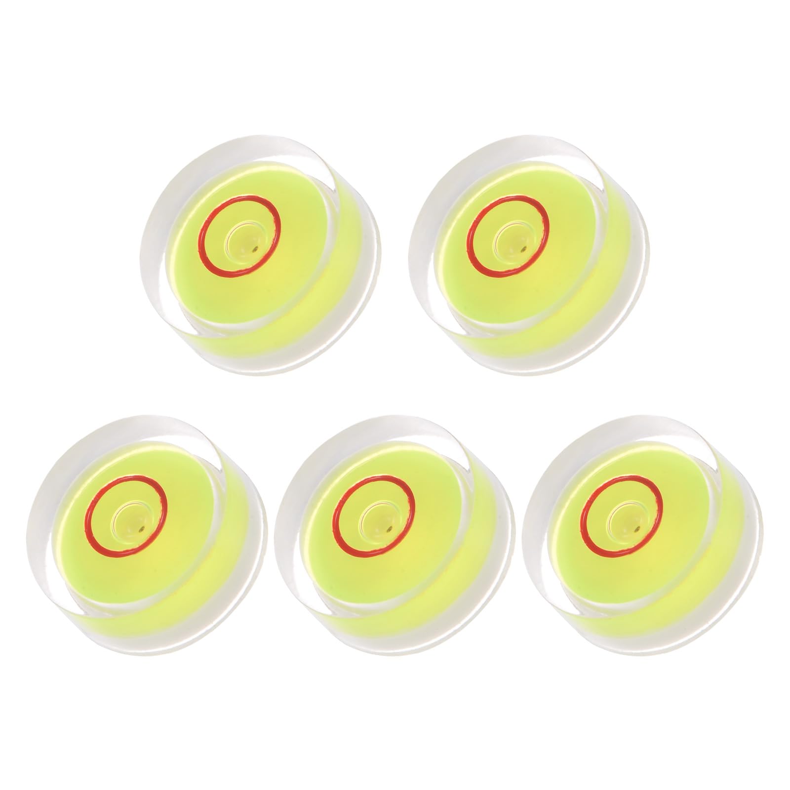 Kozelo 5pcs Small Circular Bubble Spirit Levels - [15mm Diameter 6mm Thickness] Mini Round RV Level Leveling Tools for Travel Trailer Turntable Camera, Yellow