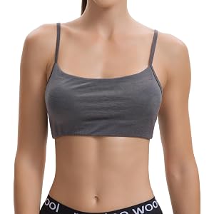 Fussybussy Women’s Merino Wool Spaghetti Strap Pullover Bra - Wireless Triangle Bralette with Removable Pads,Comfort Bra