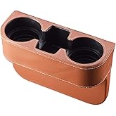 Brown Multifunctional Car Cup Holder Car Seat Organizer Gap Filler Bottle Phone Storage Organizer