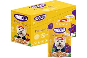 MOOCHIE Grain Free Small Dogs Wet Dog Food - Digestive Care - Real Chicken, Beef & Vegetable - No Artificial Flavors or Preservative - 12 x 3 oz Pouch