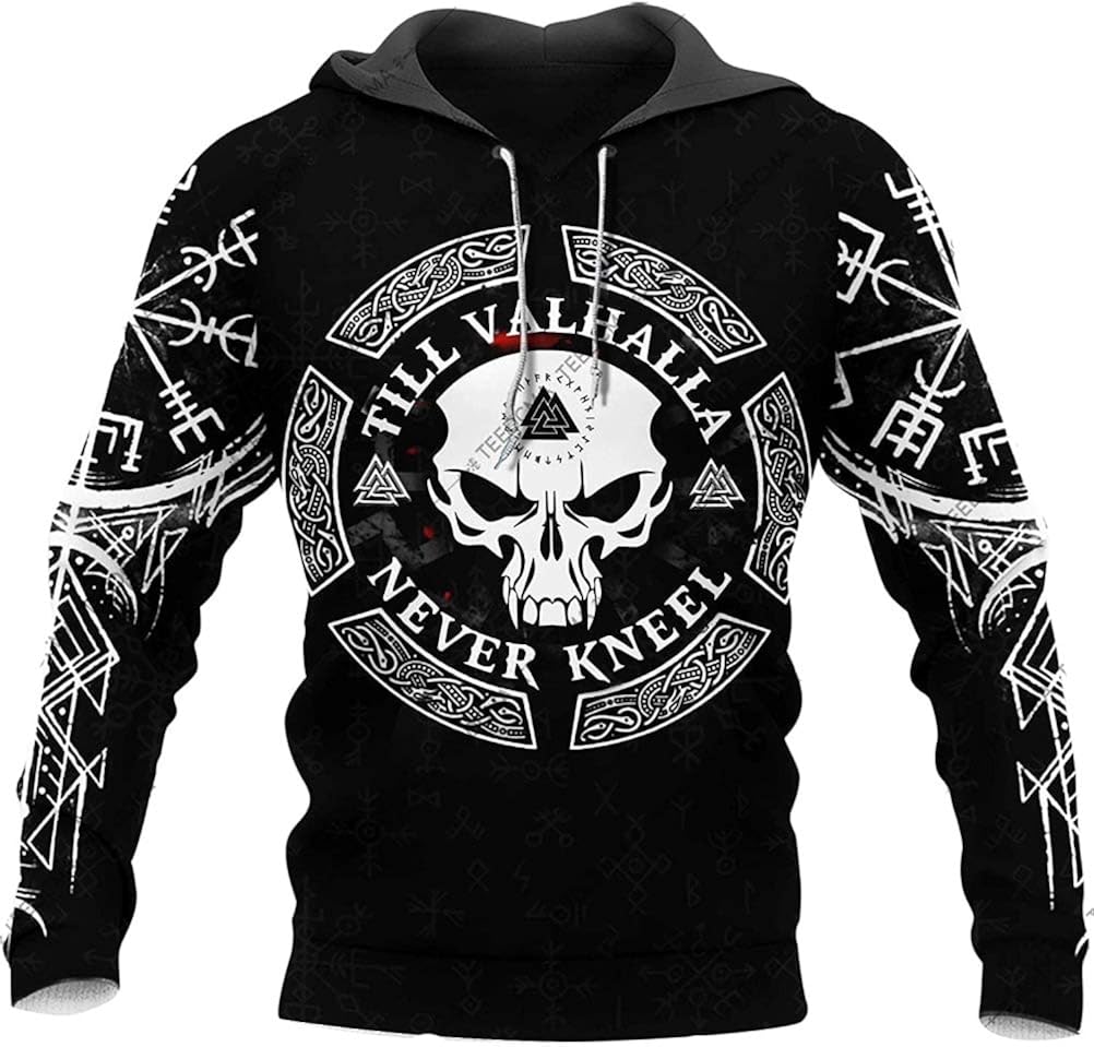 Skull Viking Tattoo Till Valhalla Never Kneel 3D All Over