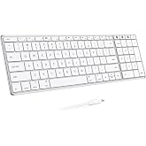 seenda SK64-2 3-Device Bluetooth Keyboard for Mac iPad, White Silver | Ultra-slim metallic-look design with quiet keys, USB-C charging, and compact number pad for Mac, iPad, laptop, and tablet