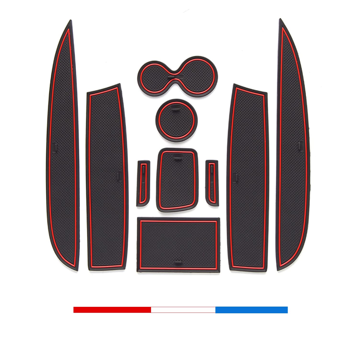 LFOTPP Clio 4 Non-Slip Rubber Mats, Car Gate Slot Pad Mat Cup Holder Armrest Center Consoles Interior Decoration 10pcs Red ?For Left Hand Drive)