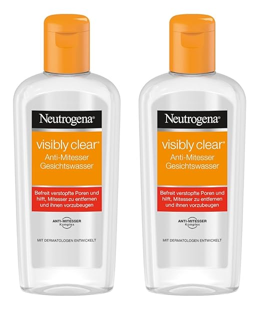 Neutrogena Visibly Clear Anti-Mitesser Gesichtswasser – Klärendes Reinigungswasser für das Gesicht gegen Unreinheiten und Mit