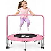 RAVS 36" Toddler Trampoline, Foldable Indoor Kids Trampoline with Handle | ASTM Certified Safety for kids, Safe Thickened Cover&amp;Sturdy Steel Frame, Easy to Assemble, Max Weight 110 lbs