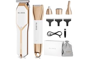 BLIBEE Bikini Trimmer & Hair Clippers for Women - Waterproof Electric Razor and 4 in 1 Bikini Shaver Set, Deluxe Hair Trimmer, Wet/Dry Body Shaver for Nose Eyebrows Beard Pubic Hair, White