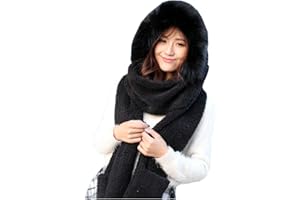 CNGYNI Winter Warm Women Hoodie Hat/Scarf/Gloves Set Soft Plush Thick Warm Hat
