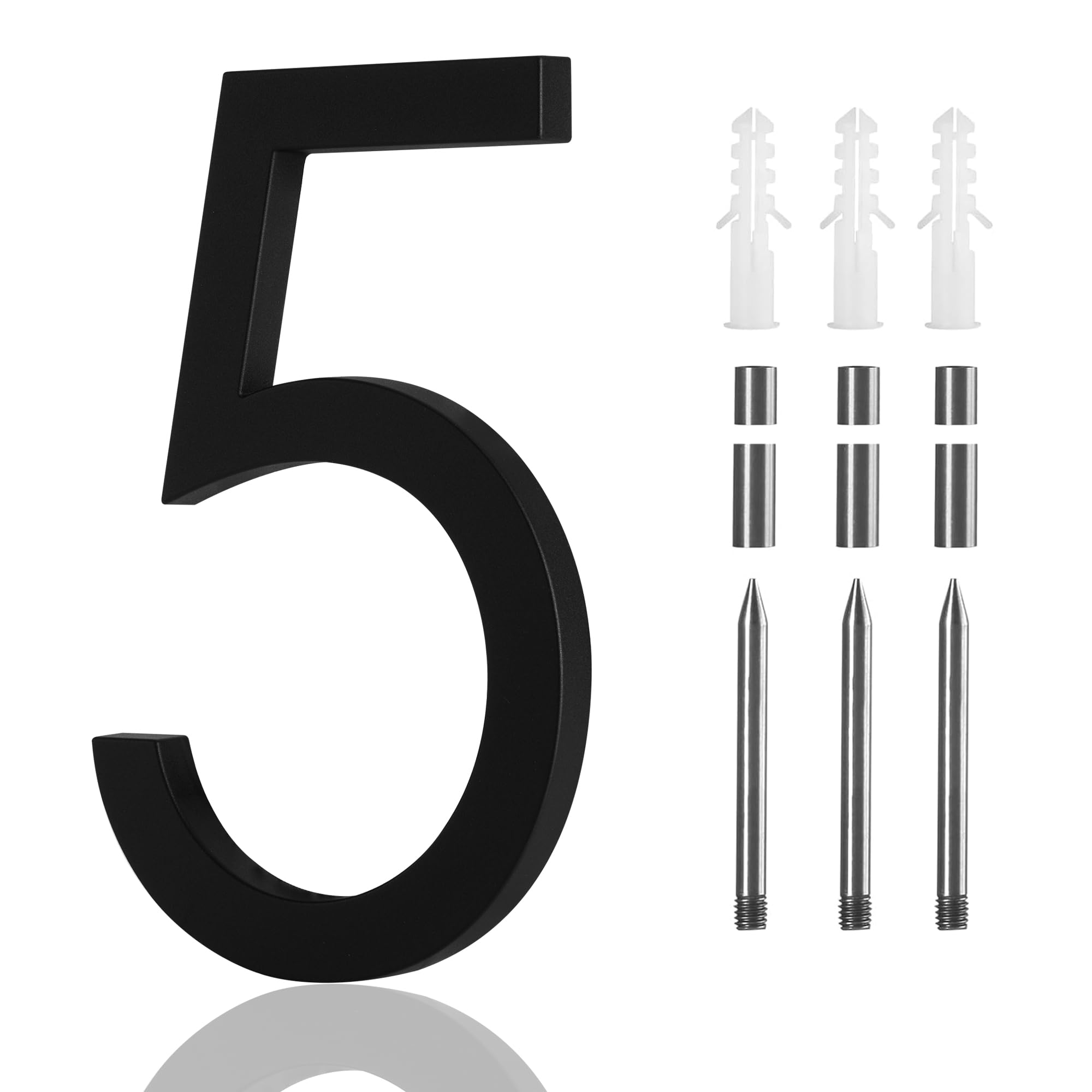 Photo 1 of 9 Inch Modern House Numbers For Outside Metal Large Address Numbers For House Matte Black Outdoor Floating Flush Mount Vertical Horizontal Zinc Modern Address Numbers 5