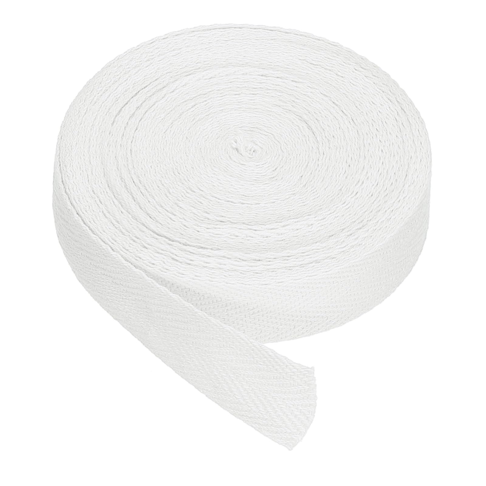 PATIKIL Cotton Twill Tape 20mm(3/4") 9m(10 Yards) Cotton Ribbon Bias Binding Tape Herringbone Webbing Trim for Sewing Gift Wrapping Craft DIY White