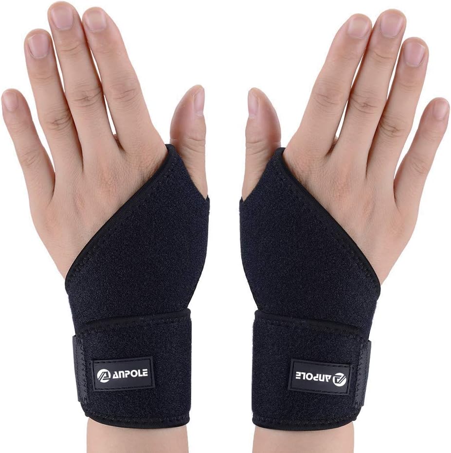 Anpole Breathable Wrist Support Brace, 1 Pair Adjustable Wrist Compression Wrap for Sprains, Wrist Tendonitis, Pain Relief, Injury Recovery Fit for Both Left Hand and Right Hand