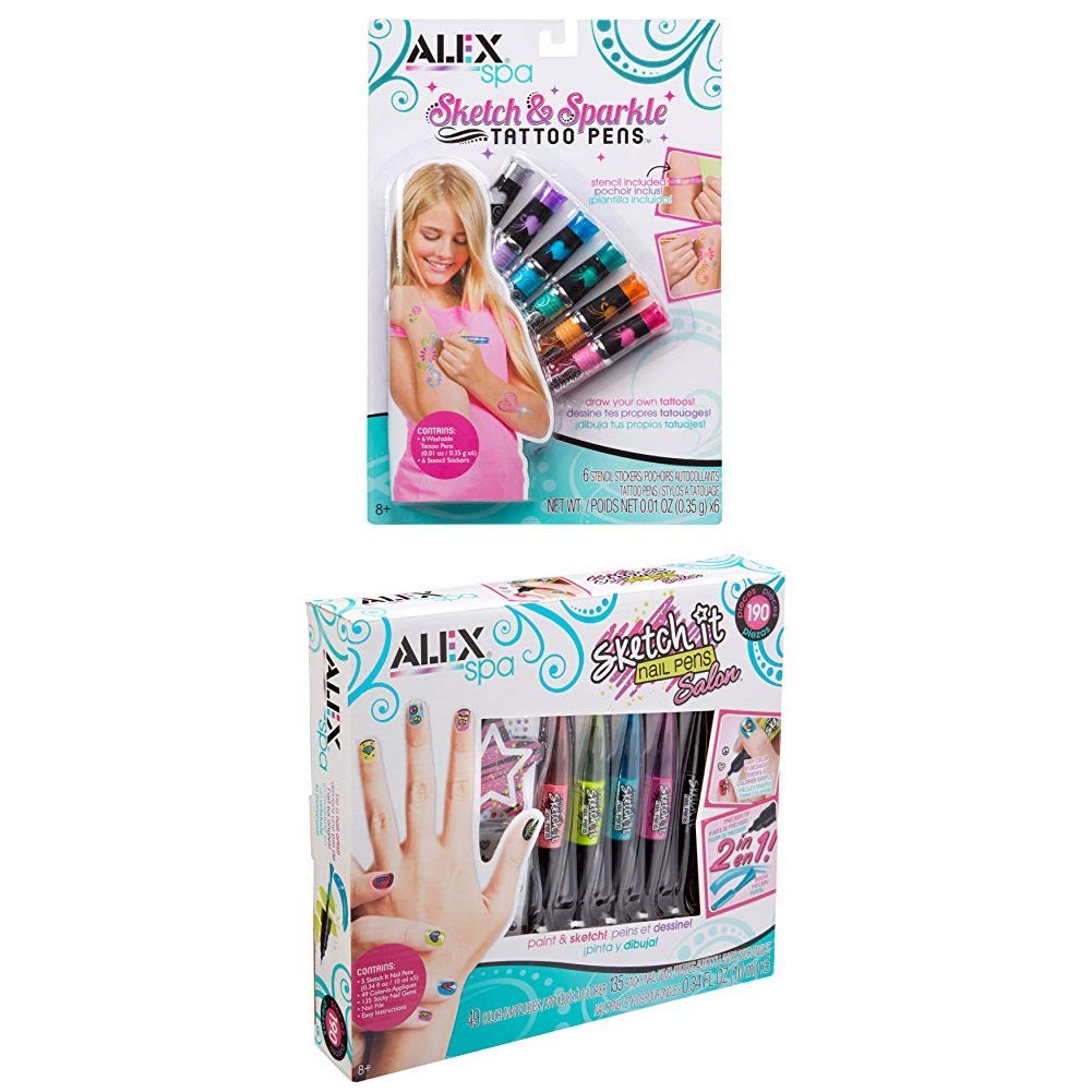 Amazoncom Alex Spa Sketch And Sparkle Tattoo Pens With