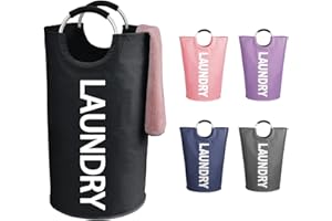 WOOHA 95L Large laundry baskets, Tall Clothes Baskets Folding Washing Bin Foldable Fabric Hamper Bags for Bedroom, Closet,Bathroom,College,laundry bag, black