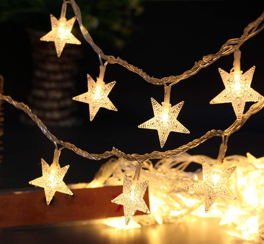 Star String Lights,Battery Powered Twinkle Lights, Decorations with 50 pcs LED Indoor Fairy Lights Warm White, Ideal for Patio Wedding Bedroom Princess Castle Play Tents