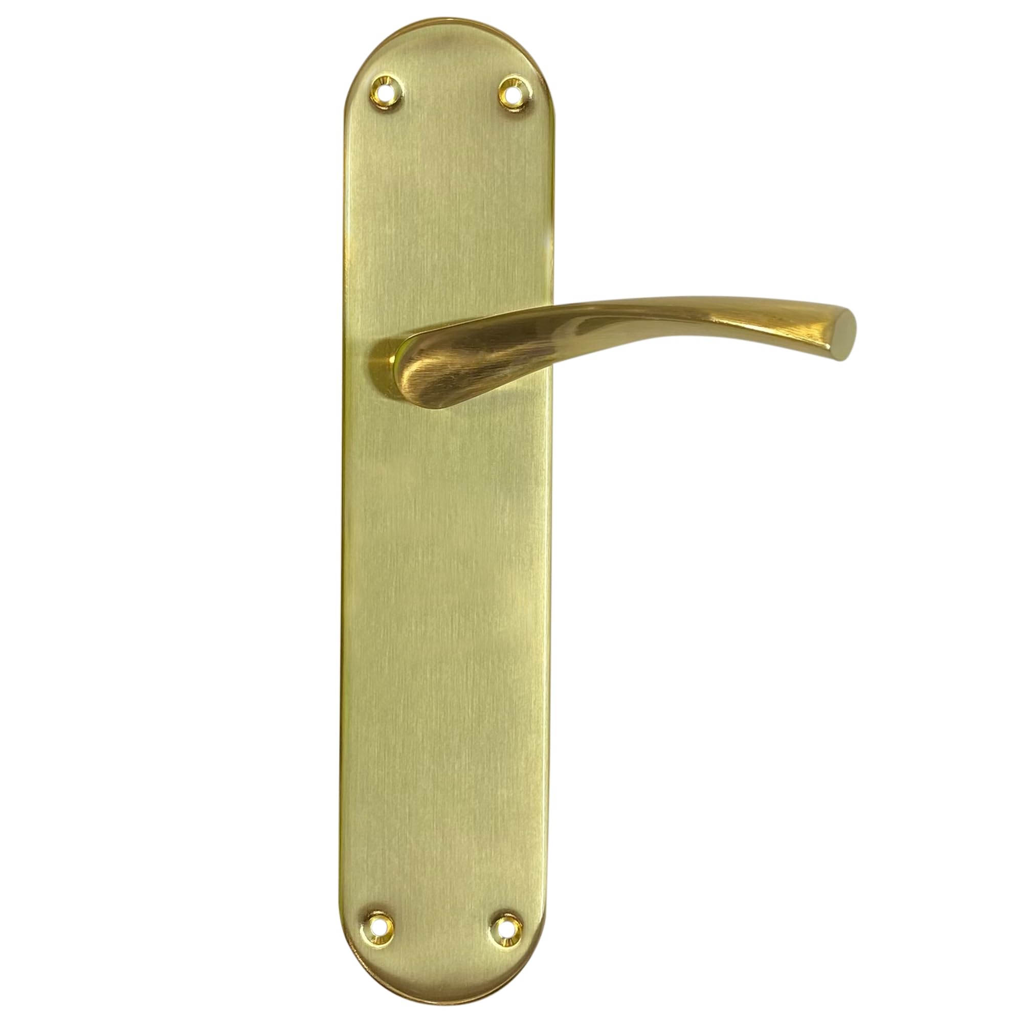 Micel - 07078 Door Handle Set with Wide Steel Plate and Aluminium Handle, Satin Brass Finish, Gold, 280 x 145 x 70 mm
